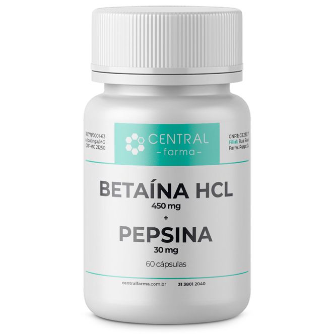 Betaina-HCL-450mg---Pepsina-30mg---60-Capsulas Betaina-HCL-450mg---Pepsina-30mg---60-Capsulas
